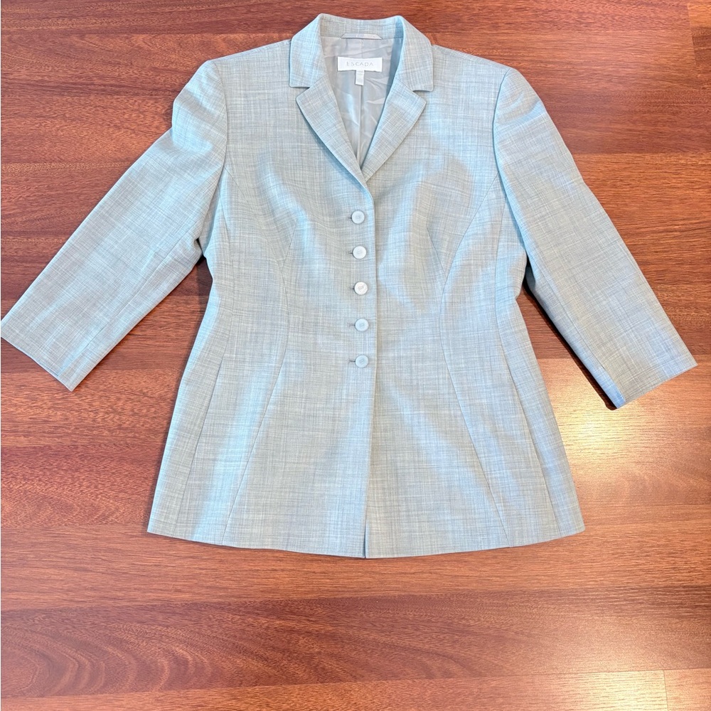 Escada Women’s Blazer Jacket Grey Wool Lined 38 M
